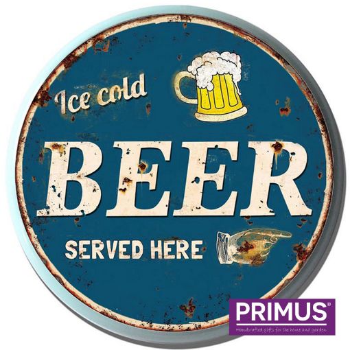 Picture of Primus "Beer Served Here" Circular Metal Plaque
