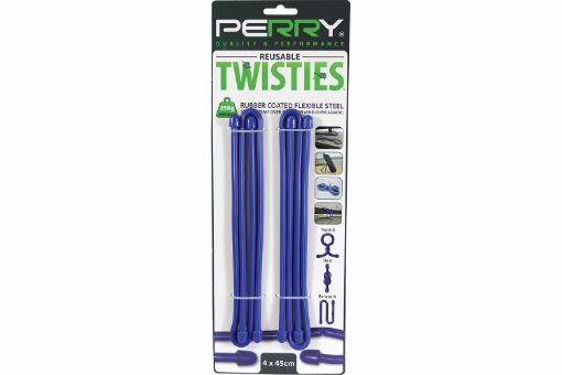 Picture of Perry 45cm Twisties Reusable Rubber Coated Steel Ties - Pack of 4