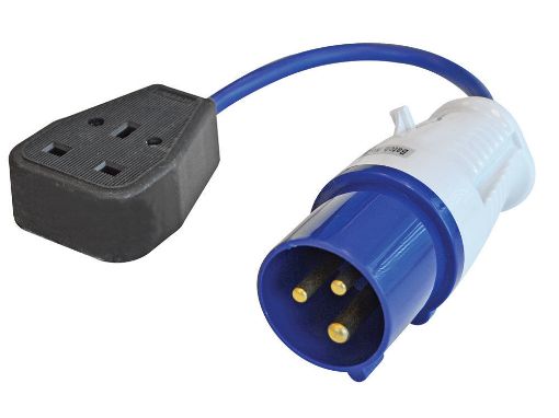 Picture of Faithfull 240V 3-Pin-Plug to 3-Pin Socket Adapter & 35cm Fly Lead