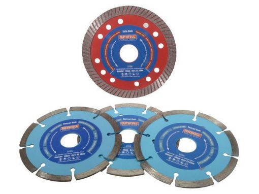 Picture of Faithfull 4 Piece 115mm Diamond Blade Set With Tile Cutting Blade