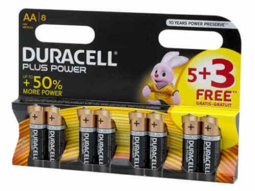 Picture of Duracell Power Plus AA LR6 MN1500 Batteries - Pack of 8 (5 + 3 Free)