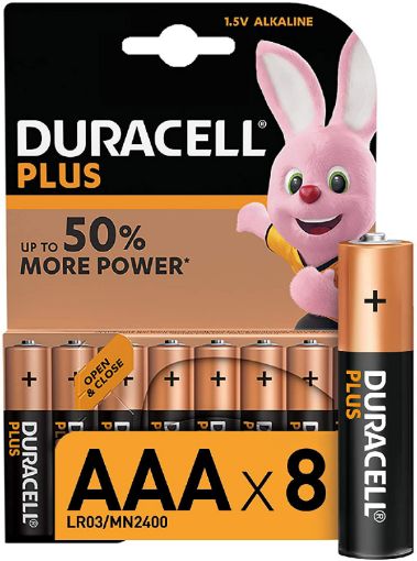Picture of Duracell Plus AAA Alkaline Batteries Pack of 8 (5 + 3 free) LR03 1.5V