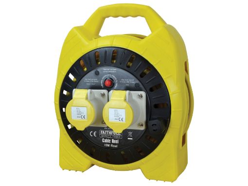 Picture of Faithfull Power Plus Enclosed Cable Reel - 2-Socket - 15m - 16A (110V )