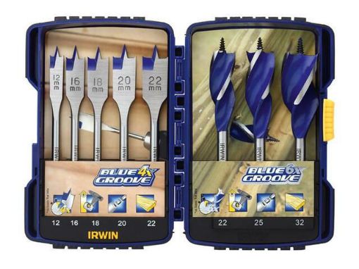Picture of Irwin Blue Groove 8 Piece Auger & Flat Drill Bit Set