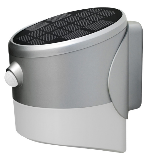 Picture of Luceco Guardian Solar Wall Lantern With PIR Sensor - Grey, IP44 4000K 200LM 2W