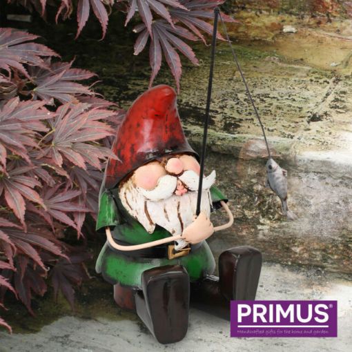 Picture of Primus Metal Garden Gnome With Fishing Rod