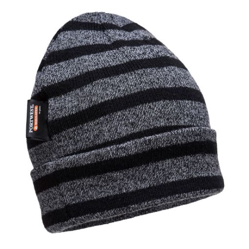 Picture of Portwest B024 Striped Insulated Knit Cap (Grey/Black)