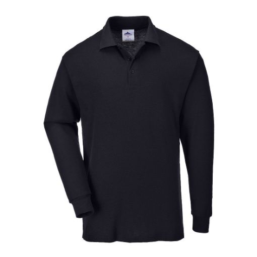 Picture of Portwest B212 Genoa Long Sleeved Polo Shirt - Black