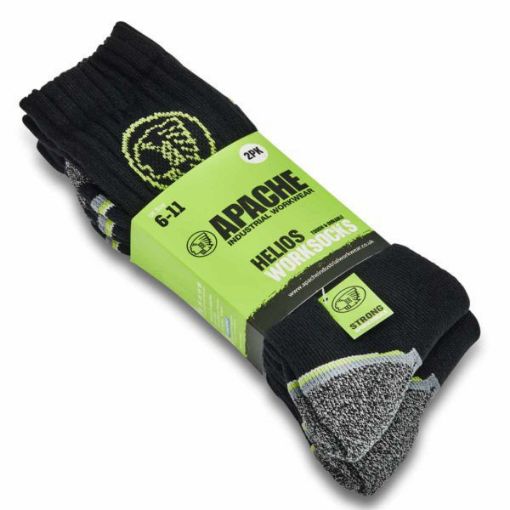 Picture of Apache Helios 2 Pair Pack Work Socks - Size 6-11