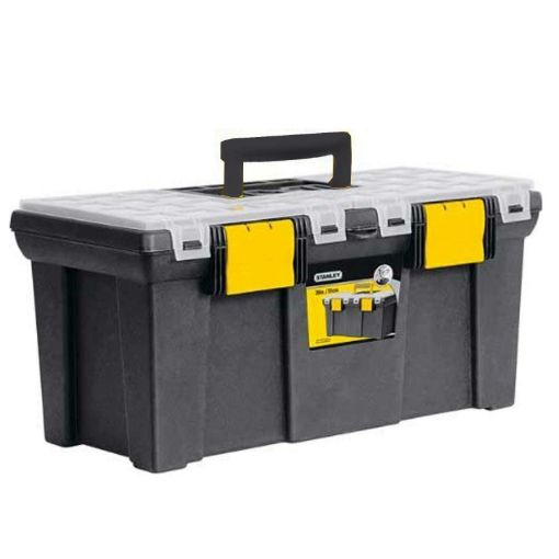 Picture of Stanley 20 Inch Plastic Toolbox Storage Box with Organiser Lid & Padlock Point