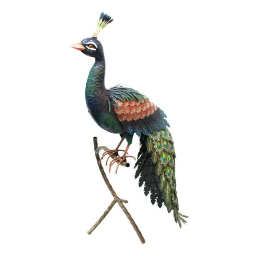 Picture of Primus Large Metal Peacock on Standing Perch