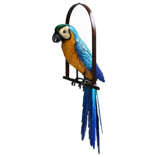 Picture of Primus Metal Blue & Yellow Macaw Parrot on Perch