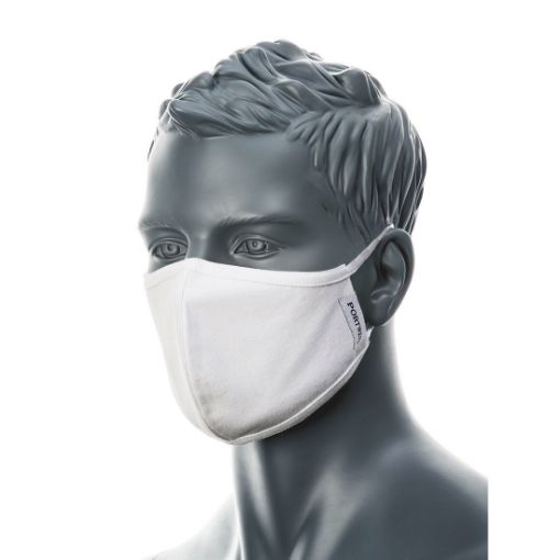Picture of Portwest CV21 - 2 Ply Fabric Face Mask White - Pack of 25