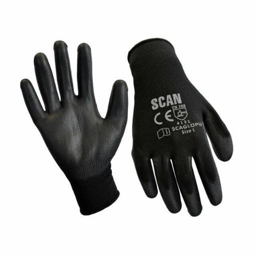Picture of Scan Black PU Coated Gloves - XL(Size 10), 12 Pairs