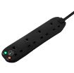 Picture of Masterplug 4 Socket 13A Surge Protected Extension Lead In Black With 2m Flex
