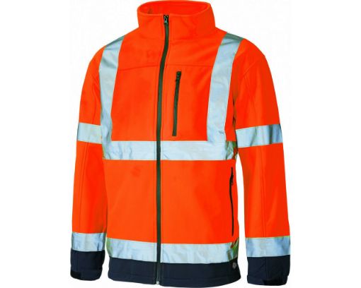 Picture of Dickies Hi-Vis Two 2 Tone Soft Shell Jacket - Orange/Navy