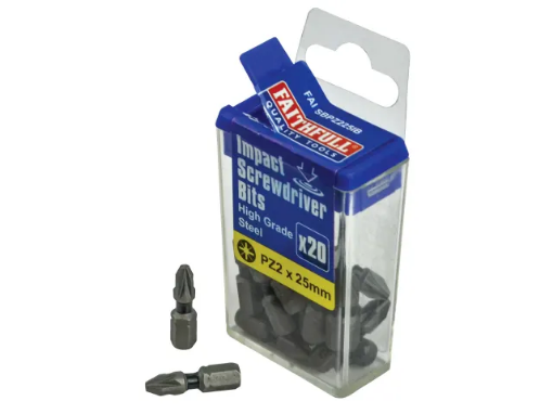Picture of Faithfull Pozi Impact Screwdriver Bits PZ2 x 25mm - Pack of 20