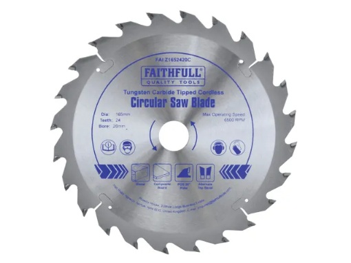 Picture of Faithfull TCT Cordless Trimsaw Blade 165 x 20mm x 24T POS