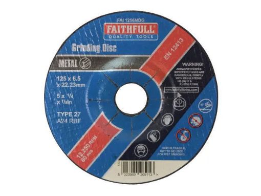 Picture of Faithfull Depressed Center Metal Grinding Disc - 125mm dia 6.5 x 22mm