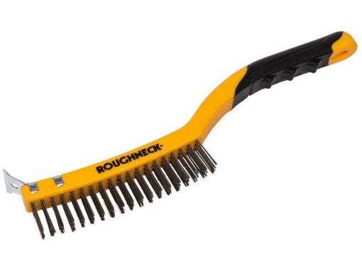 Picture of Roughneck Stainless Steel Wire Brush Soft Grip with Scraper 355mm (14in) - 3 Row