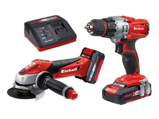 Picture of Einhell 18V Cordless Grinder & Combi Drill With 2 Batteries (1 x 1.5AH, 1 x 3.0AH)