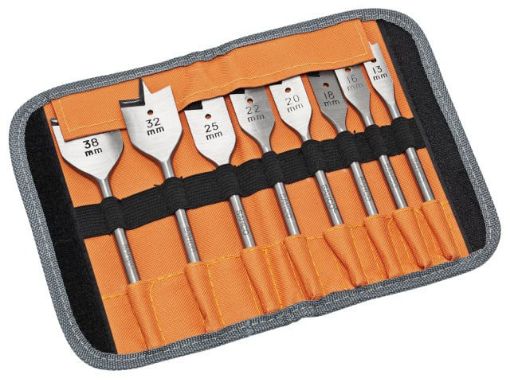 Picture of Bahco 8 Piece Flat Wood Bit Set In Roll Case