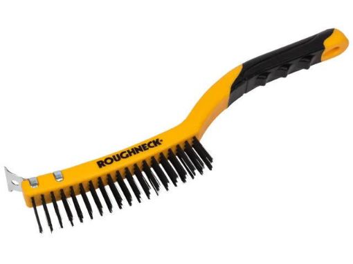 Picture of Roughneck Carbon Steel Wire Brush Soft Grip with Scraper 355mm (14in) - 3 Row