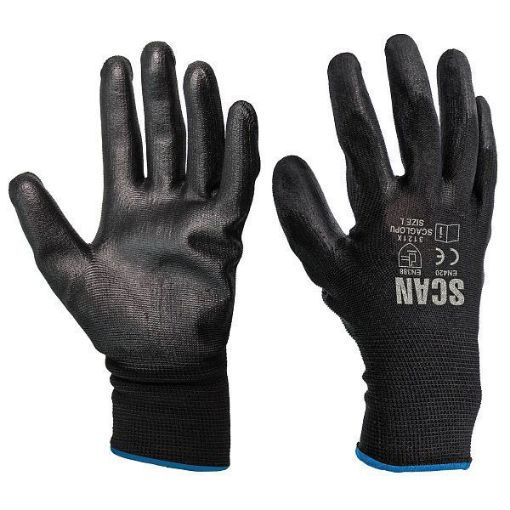 Picture of Scan Black PU Coated Gloves - Pack of 5 (Size 9 / Large)