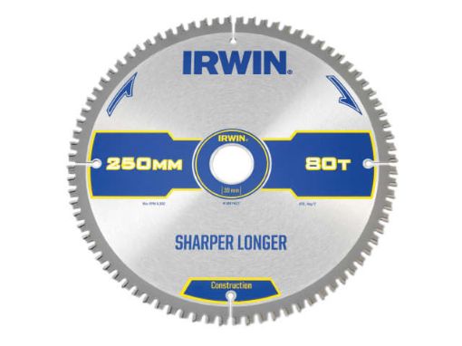 Picture of Irwin Construction Mitre Circular Saw Blade 250 x 30mm x 80T ATB/Neg