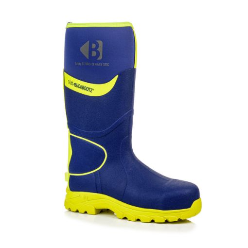 Picture of BuckBootz BBZ8000 S5 360° High Visibility Neoprene/Rubber Safety Wellington Boot with Ankle Protection Blue/Yellow