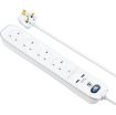 Picture of Masterplug Surge Protected 4 Socket Extension Lead with Two USB Charging Ports - White