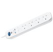 Picture of Masterplug Surge Protected 4 Socket Extension Lead with Two USB Charging Ports - White