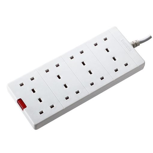 Picture of Masterplug 8 Gang Socket Extension Lead with Power Indicator 2 Metre White