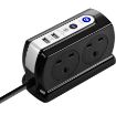 Picture of Masterplug 4 Socket, 2m Compact Surge Protected Extension Lead with USB Charger - Black