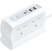 Picture of Masterplug 4 Socket, 2m Compact Surge Protected Extension Lead with USB Charger - White