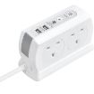 Picture of Masterplug 4 Socket, 2m Compact Surge Protected Extension Lead with USB Charger - White