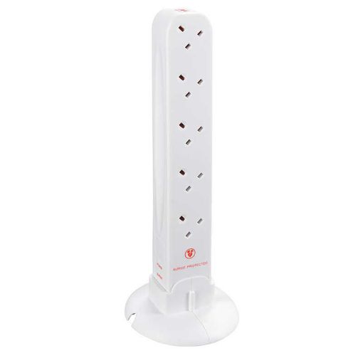 Picture of Masterplug 10 Socket Surge Protected Extension Tower with 1m Lead