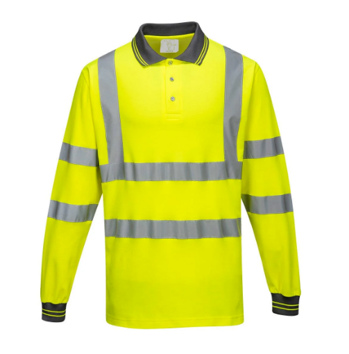 Picture of Portwest S271 Hi-Vis Polo Shirt Long Sleeved - Yellow