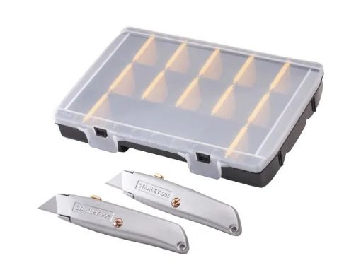 Picture of Stanley 99E Trimming Knife Twin Pack with 50 Spare Blades in Organiser