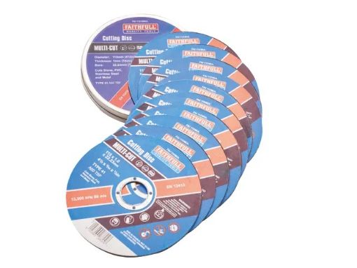Picture of Faithfull Multi-Cut Thin Cut Off Wheel - 115 x 1.0 x 22mm, Pack of 10