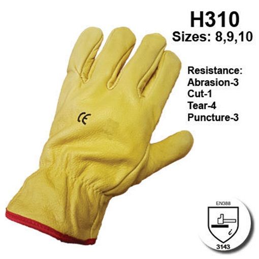 Picture of Himalayan High Quality Yellow Grain Drivers Lined Gloves - Packs of 10