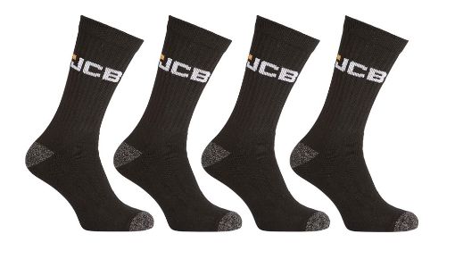 Picture of JCB Workwear Apparel Socks (4 Pairs) - Black/Grey Size 6 - 11