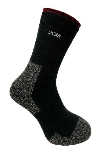 Picture of Jcb Workwear Thermasocks With Extended Achilles (Single Pair) - Black/Grey Size 9-12