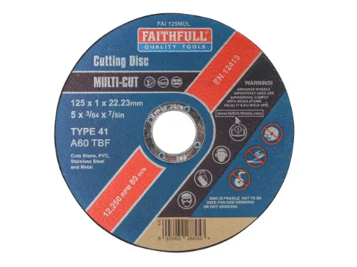 Picture of Faithfull Multi-Purpose Cutting Disc 125 x 1.0 x 22.23mm (Pack 10)