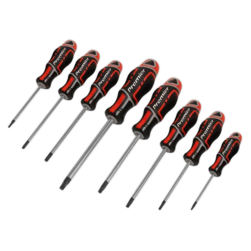 Picture of Sealey 8 Piece Premier GripMAX Security TRX-Star Screwdriver Set - Red