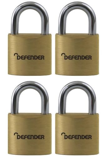 Picture of Squire Defender Brass Padlock Quad Pack 40mm
